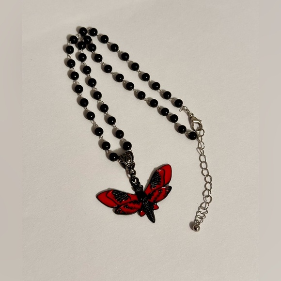 Death Moth skull Necklace Chain Wasp Steampunk Silver Gothic Butterfly Halloween - Picture 2 of 9